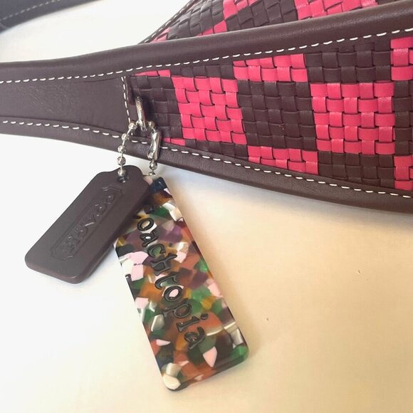 Coach Ergo Shoulder Bag CK566 Woven Checkerboard Leather Oxblood Red Pink - Picture 10 of 12